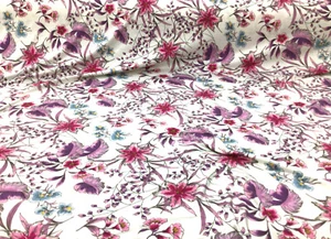Printed Rayon Spandex 4 way Stretch Apparel Fabric Purple Pink Blue Floral H300 - Picture 1 of 1