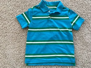 Arizona Boy Blue Green White Short Sleeve Striped Collar Polo Shirt Sz S(4) VGUC - Picture 1 of 2