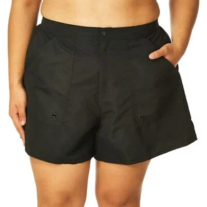 Maxine of Hollywood Women's Standard 3" Woven Swim Boardshorts, Black, 12 307037 - Picture 1 of 3
