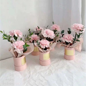 Round Flower Paper Boxes Lid Hug Florist Flower Bucket Gift Packaging B qn - Picture 1 of 15