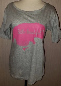 Women's Joe Boxer Hello Beautiful Gray Short Sleeve Box T-Shirt Top Size Small - Picture 1 of 2