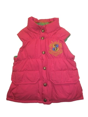 Colete Polo Ralph Lauren Equestre Meninas Inverno PUFFER tamanho 7 REVERSÍVEL Rosa Quente - Imagem 1 de 4