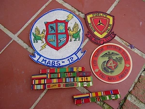 USMC SET/Grouping PATCHES & BARS Vietnam War Era MABS-12, 100 m, 4th Marine - Picture 1 of 8