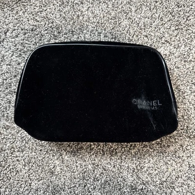 Beautiful Designer CHANEL Parfums Black Velvet Cosmetic Makeup Bag 8.5”x5”x 3.5” - Image 1 of 4