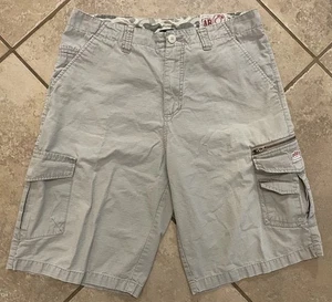 Vtg Y2K Anchor Blue Rip Stop Cargo Shorts 11” Inseam Baggy Skater Sz 34 Khaki - Picture 1 of 13
