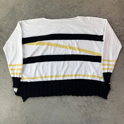 Suéter Planet by Lauren G a Rayas Abstracto Algodón Pima Tejido Mujer’s Talla Única Foto 1 de 4
