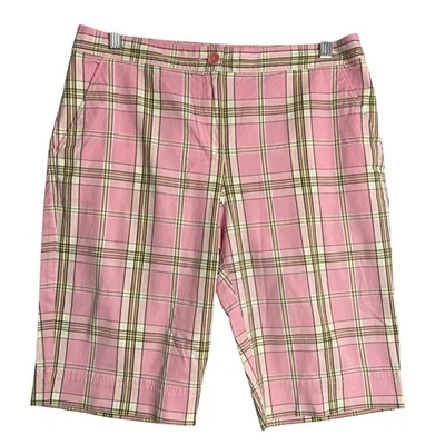 Tommy Bahama Pantalones Cortos a Cuadros Para Mujer 8 Rosa Multi Frente Plano Preppy Bermudas Foto 1 de 4