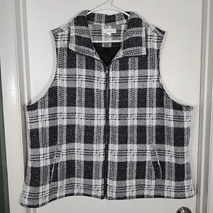 Neu ohne Etikett C.J. Banks Damen 3X Weste Full Zip schwarz weiß gefüttert Taschen dick weich - Bild 1 von 10