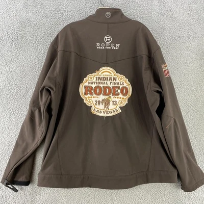 Roper Jacket Men 3XL Brown Softshell 2013 Indian NFR Rodeo Las Vegas Embroidered - Image 1 of 4