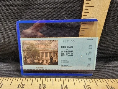 Vintage NCAA Football Ticket Stub 9/12/1987 Ohio State Vs West Virginia  - Image 1 of 2