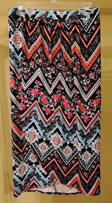 NUEVO CON ETIQUETAS Bobbie Brooks Colorida Multicolor Floral Imitación Envoltura Pull On Falda Talla S Foto 1 de 3