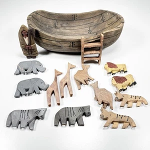 VINTAGE ARCHE NOAH HANDGESCHNITZT VOLKSKUNST - Bild 1 von 9