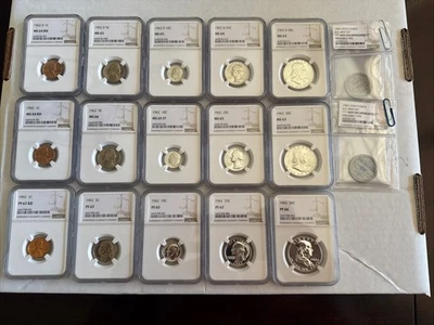 1962 United States Mint U.S. Proof & BU 15 Coin Set All Graded NGC PF MS FT - Image 1 of 4