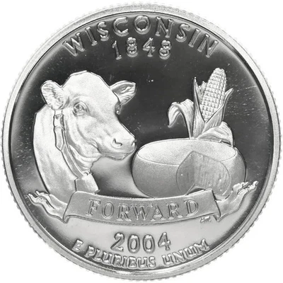 2004 S Silver Proof Wisconsin State Quarter 90% Silver - Image 1 of 2