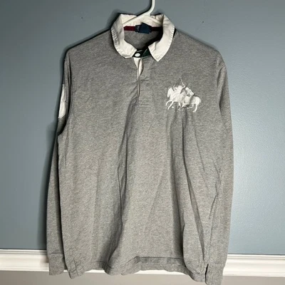 Camisa Polo Ralph Lauren Rugby Niños Manga Larga Gris Talla XL 18-20 Bordada Foto 1 de 4