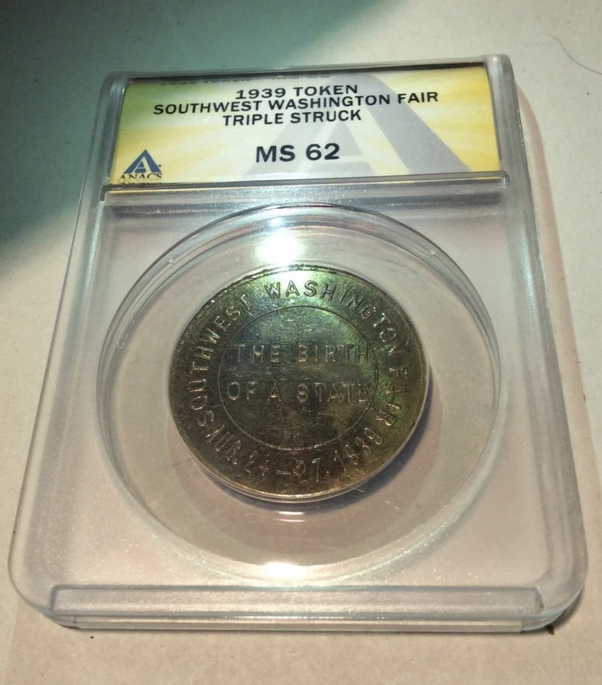 Triple Struck ANACS 1939 Washington Fair Token Coin- Only Known One Exist- Pop 1 - Image 1 of 4