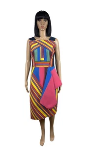 Peter Pilotto Patterned Dress Multicolor Polyester Silk 14 - Picture 1 of 12