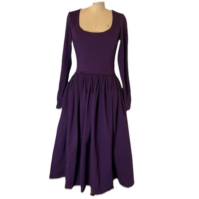 Vixen Micheline Pitt Purple Troublemaker Swing Dress  Small Knit Midi Retro - Image 1 of 4