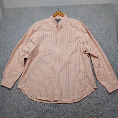 Polo Ralph Lauren Calce Clásico Para Hombre 18 36/37 Naranja Azul Rayas Abotonadas Foto 1 de 4