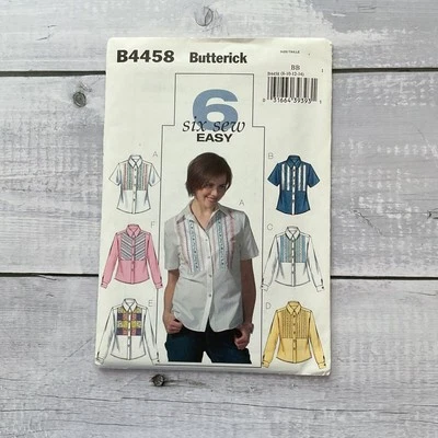 Butterick 4458 Sewing Pattern Shirt Front Inset Button Up Misses 8-14 UNCUT - image 1 of 3