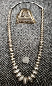 WILFORD M BEGAY HEAVY NAVAJO STERLING SILVER GRADUATED BEADS NECKLACE 235 GRAMS! - Picture 1 of 18