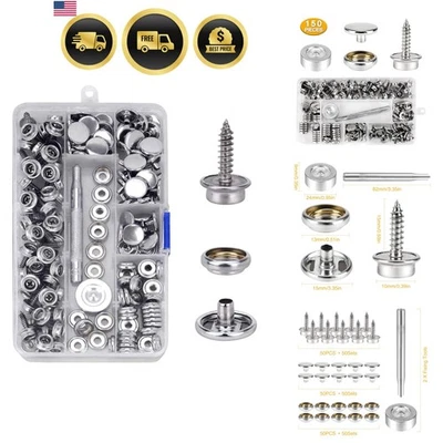 Canvas Snap Kit 150 PCS Marine Grade 3/8" Stainless Steel Snaps with Tool - Image 1 of 4