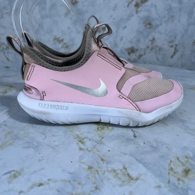 Nike Flex Runner Youth Girls Size 13C Running Shoes Pink White Athletic Sneakers - Image 1 of 4