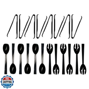 Party Essentials Plastic Party Buffet Serving Utensils Kit, Spoons/Forks/Tong - Picture 1 of 5