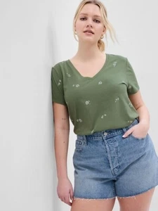 GAP Women's Size XXL Favorite Soft Cotton/Modal V-Neck Print T-Shirt - Picture 1 of 7