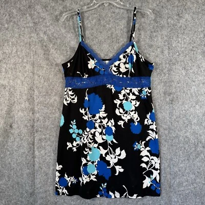 Vestido sin Mangas Y2K George Babydoll Grande Cami Floral Azul Encaje Tejido Fairycore Foto 1 de 4