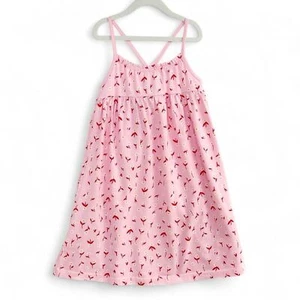 Hanna Andersson Pink Red Floral Daisy Tank Dress Girls size 130 (US 8) Sundress - Picture 1 of 9