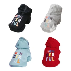Hooded Dog Coat Clothes WONDERFUL Letter Print Hoodie Apparel for Toy Breeds Dog - Picture 1 of 28
