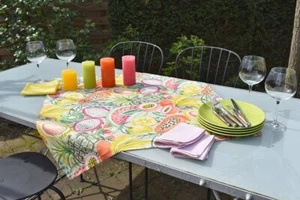 Tischdecke Provence Baumwolle 85x85 cm bunt Obst Motivdruck aus Frankreich - Picture 1 of 7