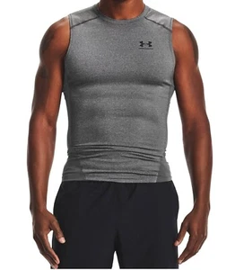Under Armour UA Men's Compression HeatGear® Sleeveless Carbon Heather Tank Top - Picture 1 of 3