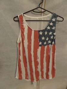 Camiseta sin mangas con bandera americana para damas talla pequeña - Imagen 1 de 2
