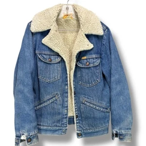 VTG Rustler Sherpa Lined Jean Jacket 70s 80s USA Made Adult S Ranch Trucker Coat - Picture 1 of 24