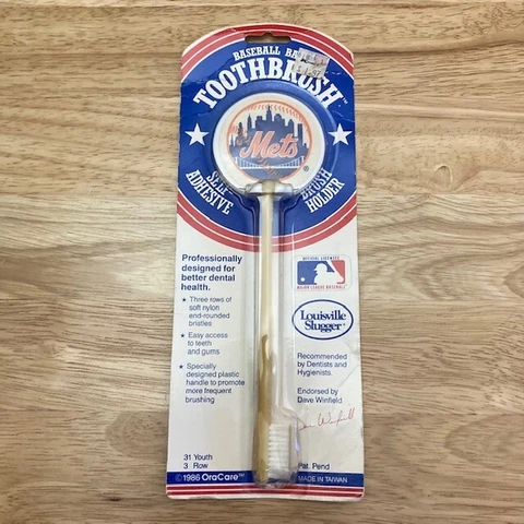 1986 NEW YORK METS World Series CHAMPIONS Vintage MLB Bat Toothbrush + Holder Cover
