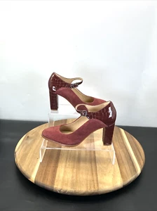 Clarks Mary Jane Damenschuhe UK-Größe 6 D burgunderrot Wildleder & Lackleder Schnalle - Bild 1 von 9