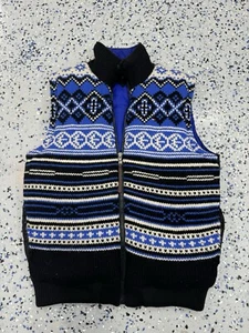 Mens Tommy Hilfiger Size Small S Blue Black Sweater Style Aztec Puffer Vest - Picture 1 of 3