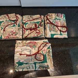 Christmas present bags sacks drawstring Santa VTG handmade set of 4 - Picture 1 of 7