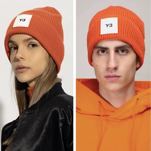 Y-3 YOHJI YAMAMOTO Adidas CL Square Logo Wool BEANIE Hat Cap Orange Unisex🔥*NEW - Picture 1 of 10