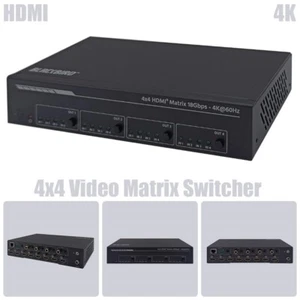 4x4 HDMI Matrix Switch Switcher 4K 60Hz 3D SPDIF HDR 18Gbps HDCP 2.2 YUV4:4:4 - Picture 1 of 6