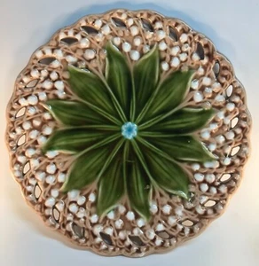 Villeroy Boch Antique Majolica Plate Lilly Of The Valley Schramberg Factory 7.75 - Picture 1 of 11
