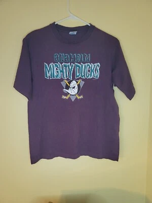 Винтажная молодежная футболка 1993 NHL Anaheim Mighty Ducks 14–16 одинарная прошивка сделано в США - Изображение 1 из 4