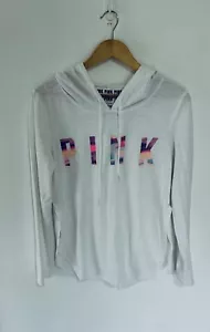 Victoria's Secret Pink Fleece Campus Pullover Sweatshirt Hoodie Color White - Picture 1 of 2