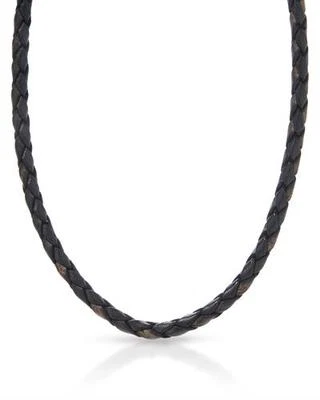 MONEDA Elegante Collar Unisex en Cuero Marrón y Plata de Ley 925 22 pulgadas Foto 1 de 2