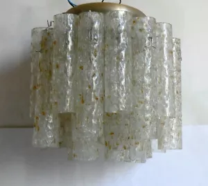 DORIA ICE GLASS CEILING LIGHT PLAFONIERE WITH 22 GLASS TUBES 60s 70s CHANDELIER - Picture 1 of 13