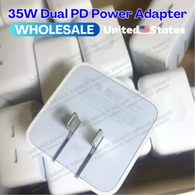 Lote de bloque adaptador cargador pared rápido 35W doble PD USB C tipo C para iPhone Samsung Foto 1 de 4