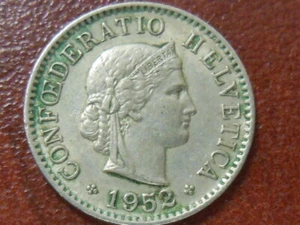 1952-B Swiss Five (5) Rappen Coin - Picture 1 of 6
