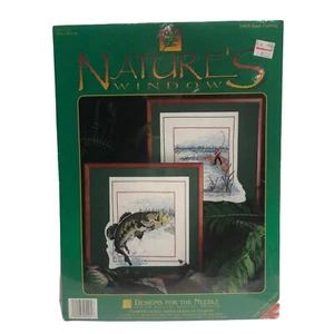 BASS FISHING Counted Cross Stitch Kit Natures Window Craft Kit Angler Fish Art - Picture 1 of 5